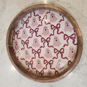 Ghost and Bow Holiday Decor Tray